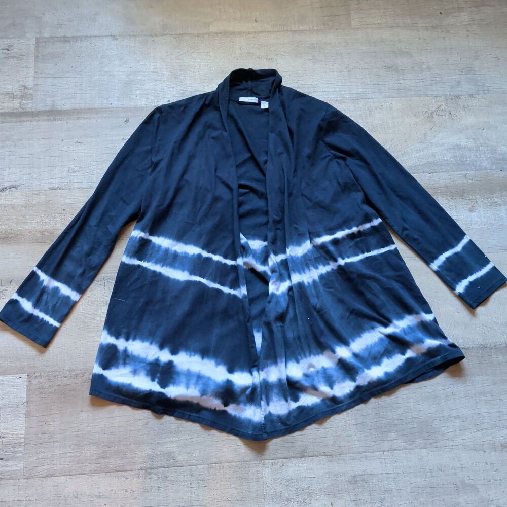 Pure Jill Womens Cardigan Long Sleeve Open Front Tie Dye Blue Size S